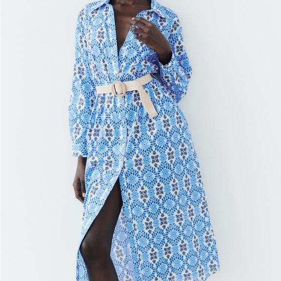 ZARA BELTED PRINTED DRESS - Picture 5 of 11